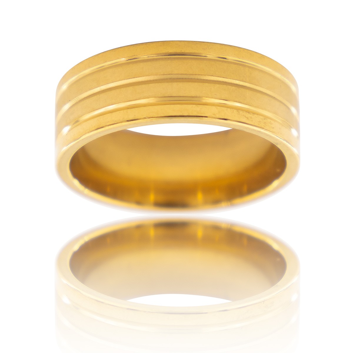 Bague Anneau Homme Acier Dor Paya Bijou