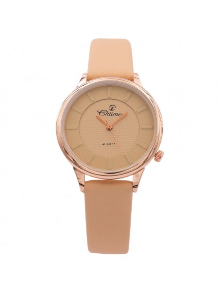 Très Jolie Montre Femme Beige Rose CHTIME 