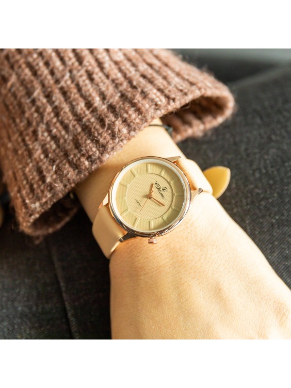 Très Jolie Montre Femme Beige Rose CHTIME 