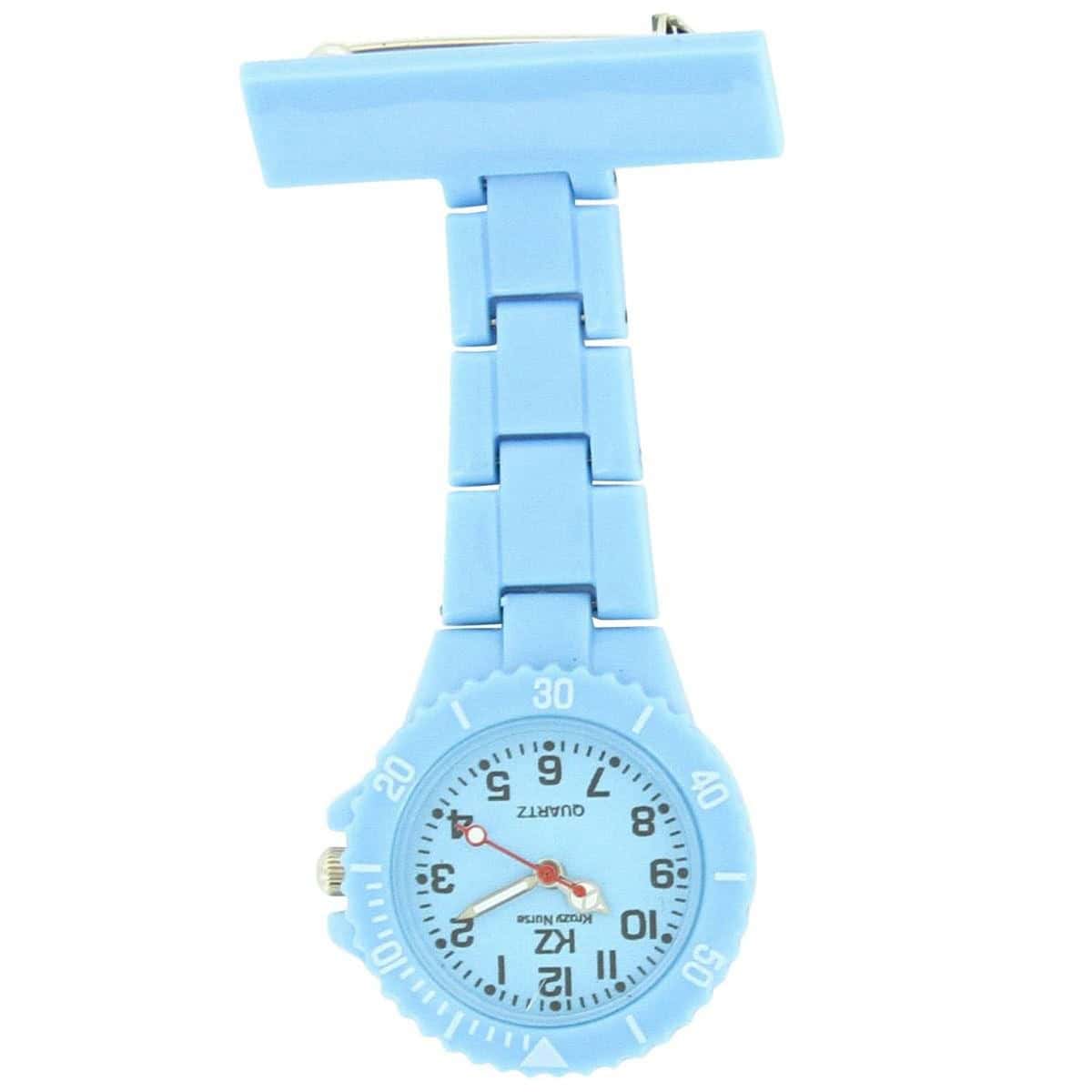 Montre infirmière Plastique Bleu Ciel broche 48