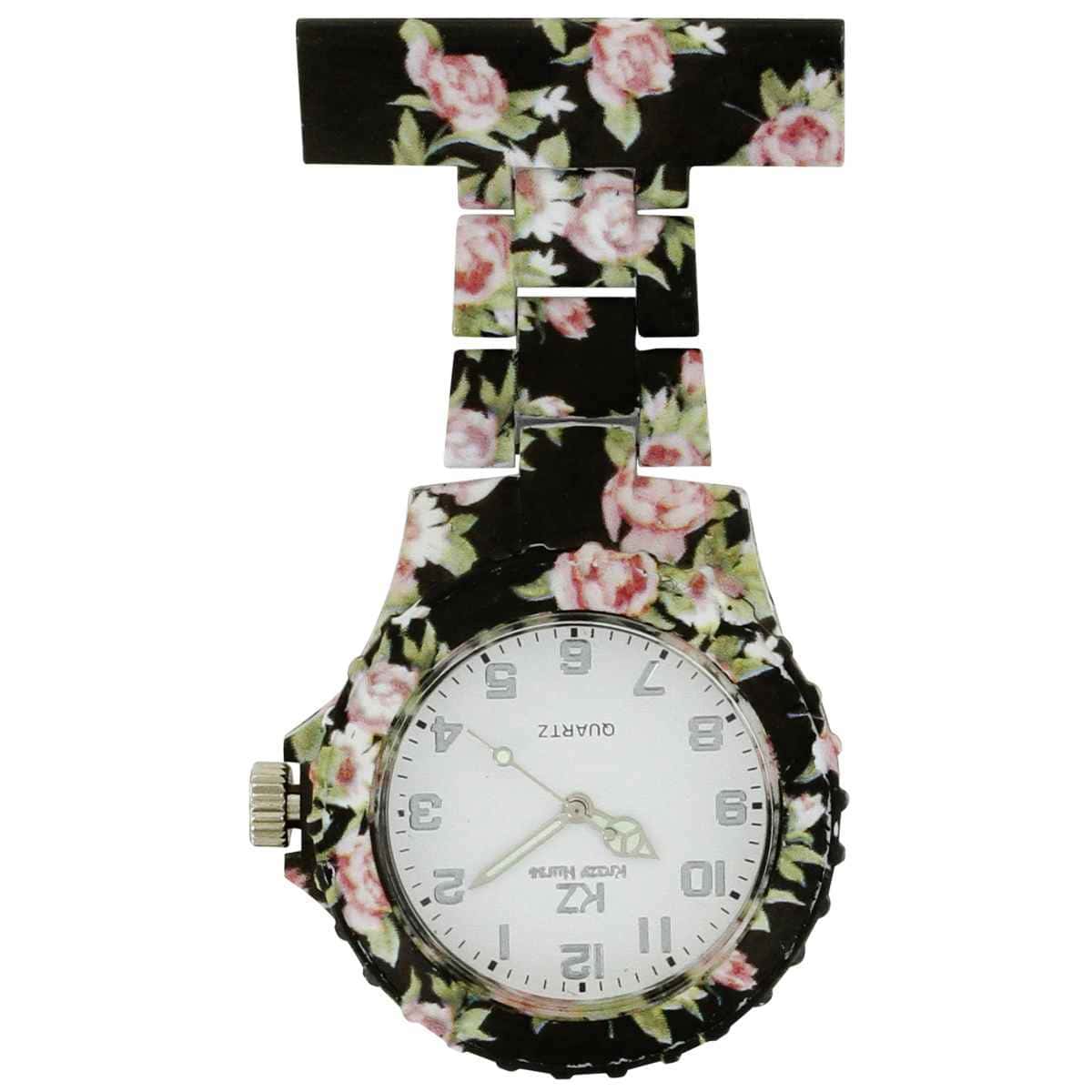 Montre Infirmière Plastique avec des Fleurs KZ 49