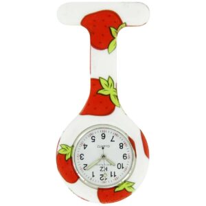 Une Montre Infirmière Silicone Blanc Fraises KZ