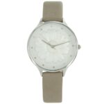 Montre Femme Taupe Relief Fleur Strass MICHAEL JOHN 741
