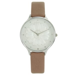 Montre Femme Marron Rosé Relief Fleur Strass MICHAEL JOHN 725