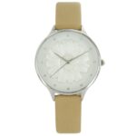 Montre Femme Caramel Relief Fleur Strass MICHAEL JOHN 759
