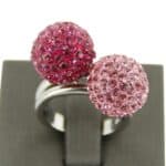 Jolie Bague Femme Boules Strass Roses DAPHNEE