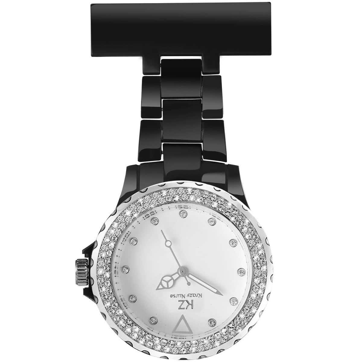 Belle Montre Infirmière Plastique Noir Strass