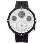 Coffret Montre Homme Silicone XL Dual-Time Noir GIORGIO
