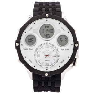 Coffret Montre Homme Silicone XL Dual-Time Noir GIORGIO