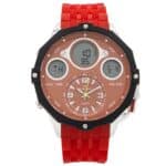 Coffret Montre Homme Silicone XL Dual-Time Rouge GIORGIO