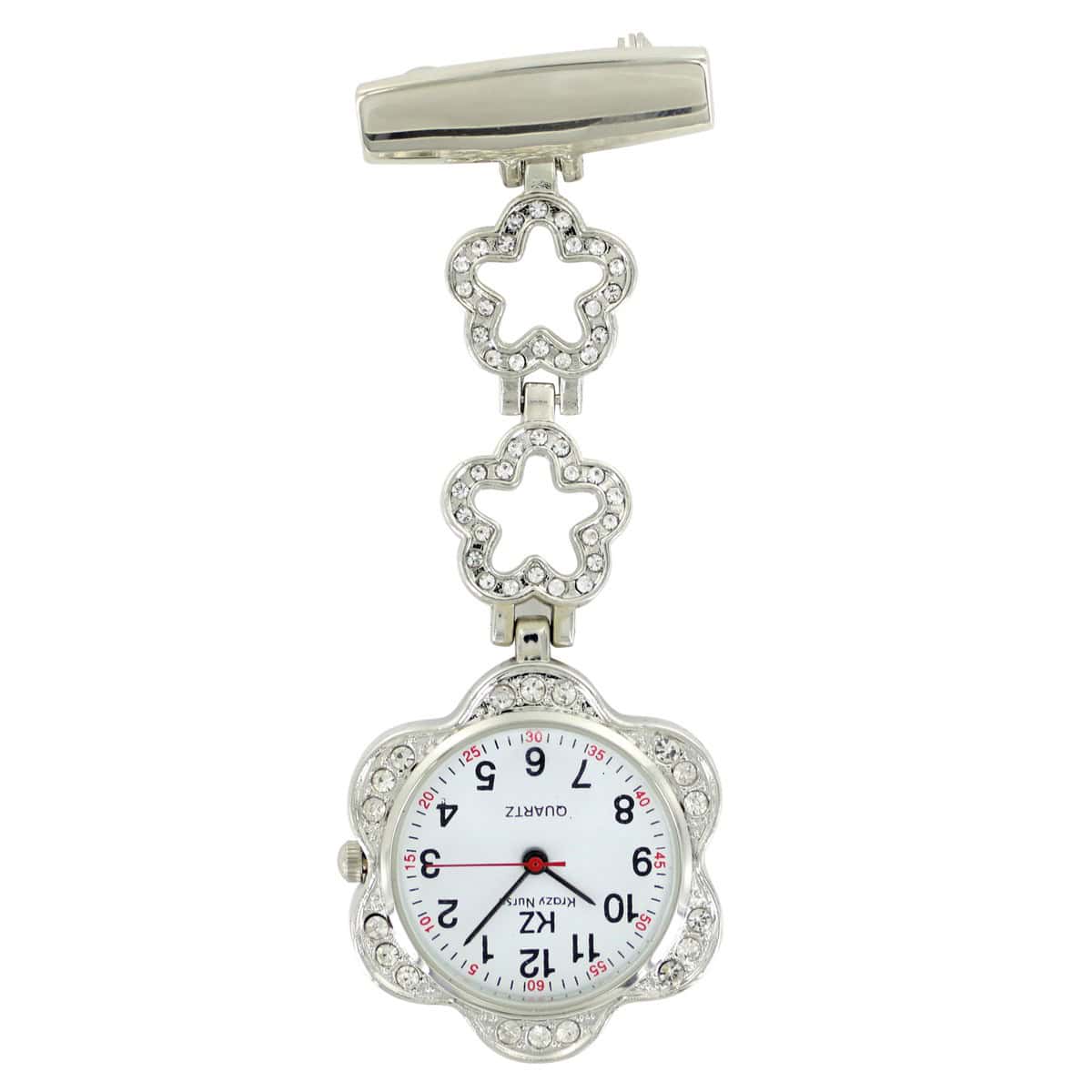 Montre Infirmière Métal Strass Fleur KRAZY