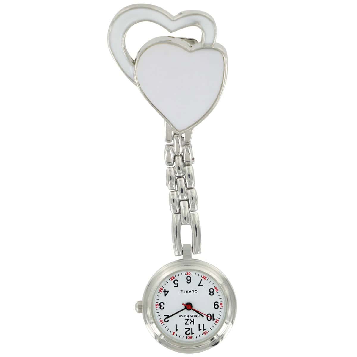 Montre Infirmière Métal Cœur Blanc KRAZY