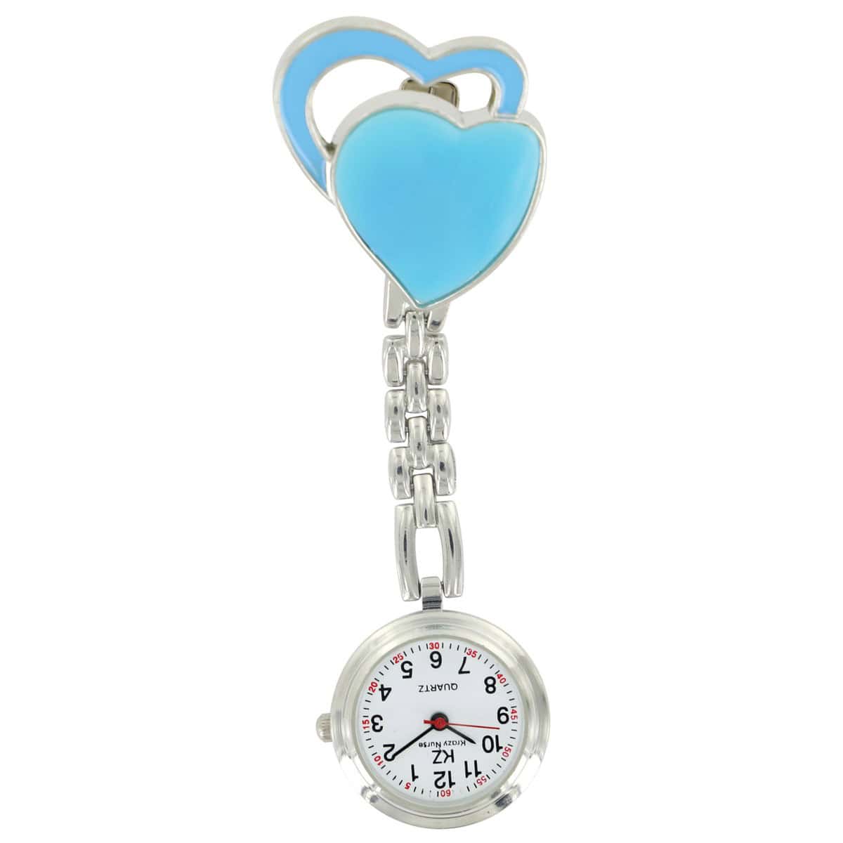 Montre Infirmière en Métal Cœur Bleu KRAZY