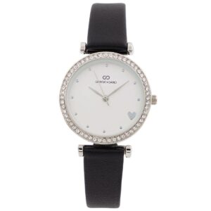 Jolie Montre Femme Noir Cœur Strass GIORGIO