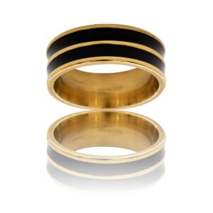 Votre Bague Acier Doré Noir Homme ORA