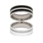 Magnifique Bague Acier Noir Homme LIGNAC