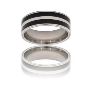 Magnifique Bague Acier Noir Homme LIGNAC