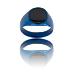 Très belle Chevalière Acier Bleu Homme YVAN