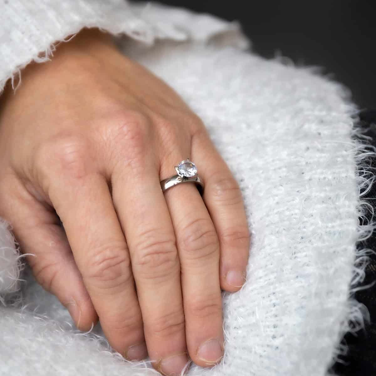 Bague Femme Acier Solitaire DIAMELA