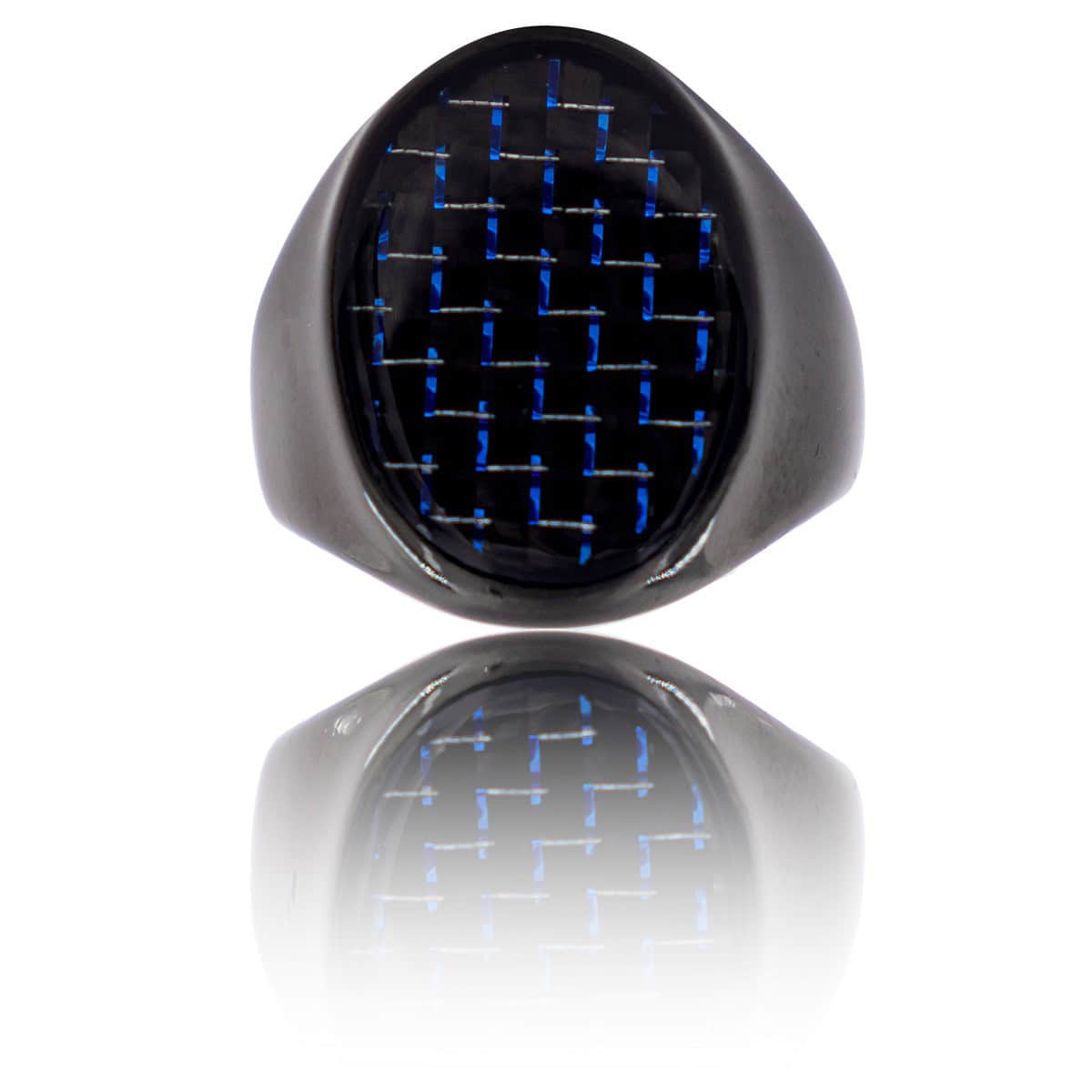 Coffret Chevalière Homme Acier Bleu CARBONA