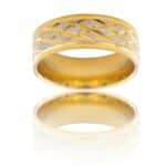 Bague Anneau Homme Acier Doré LASERA