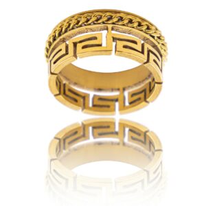 Bague Anneau Homme Acier Doré CALIMA