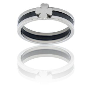 Coffret Bague Femme Céramique Acier Trêfle