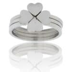 Quatre Bagues Femme Acier Trêfle Cœur