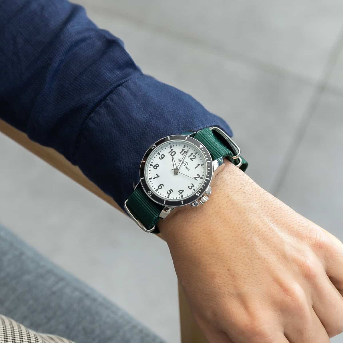 Montre Homme Tissu Couleur Vert GIORGIO