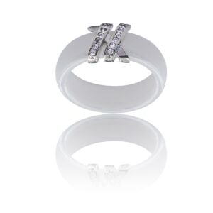 Jolie Coffret Bague Femme Céramique Ornée Zirconium