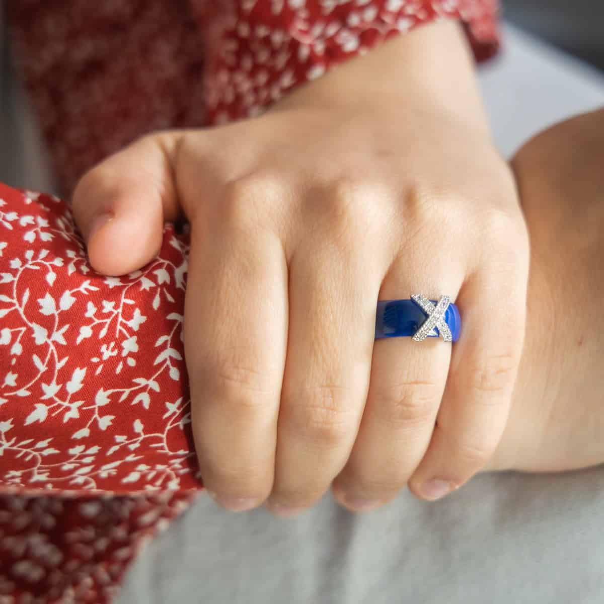 Coffret Bague Femme Céramique Ornée Zirconium