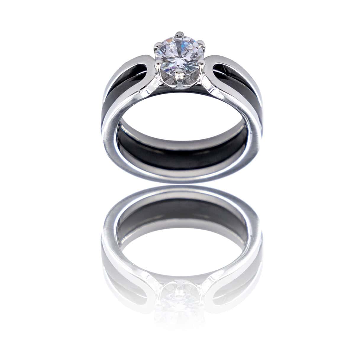 Coffret Bague Femme Trois en Une en Céramique Ornée Zirconium