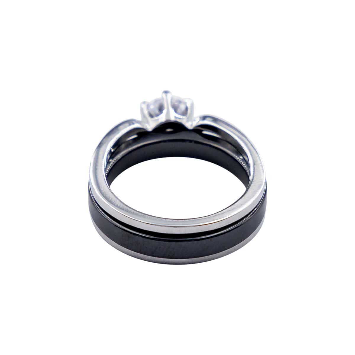 Coffret Bague Femme Trois en Une en Céramique Ornée Zirconium