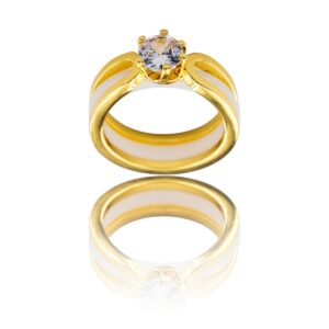 Coffret Bague Femme Originale Trois en Une Céramique Ornée Zirconium