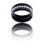 Bague Femme en Acier Noir Ornée Strass