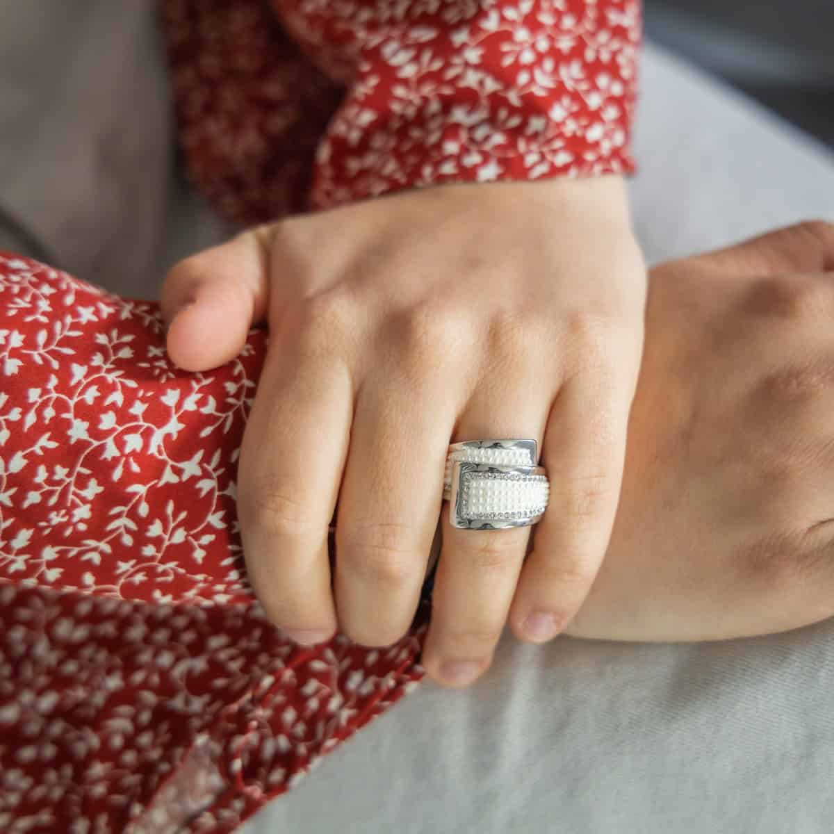 Superbe Bague Femme Ornée Perles Zirconium
