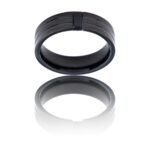 Bague Anneau Homme en Acier Noir et Zirconium