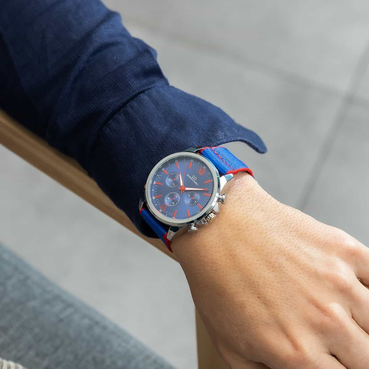 Belle Montre Homme Tissu Bleu GIORGIO