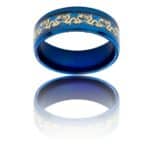 Bague Anneau Homme en Acier Bleu Dragon