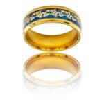 Eclatante Bague Anneau Homme Acier Doré Dragon