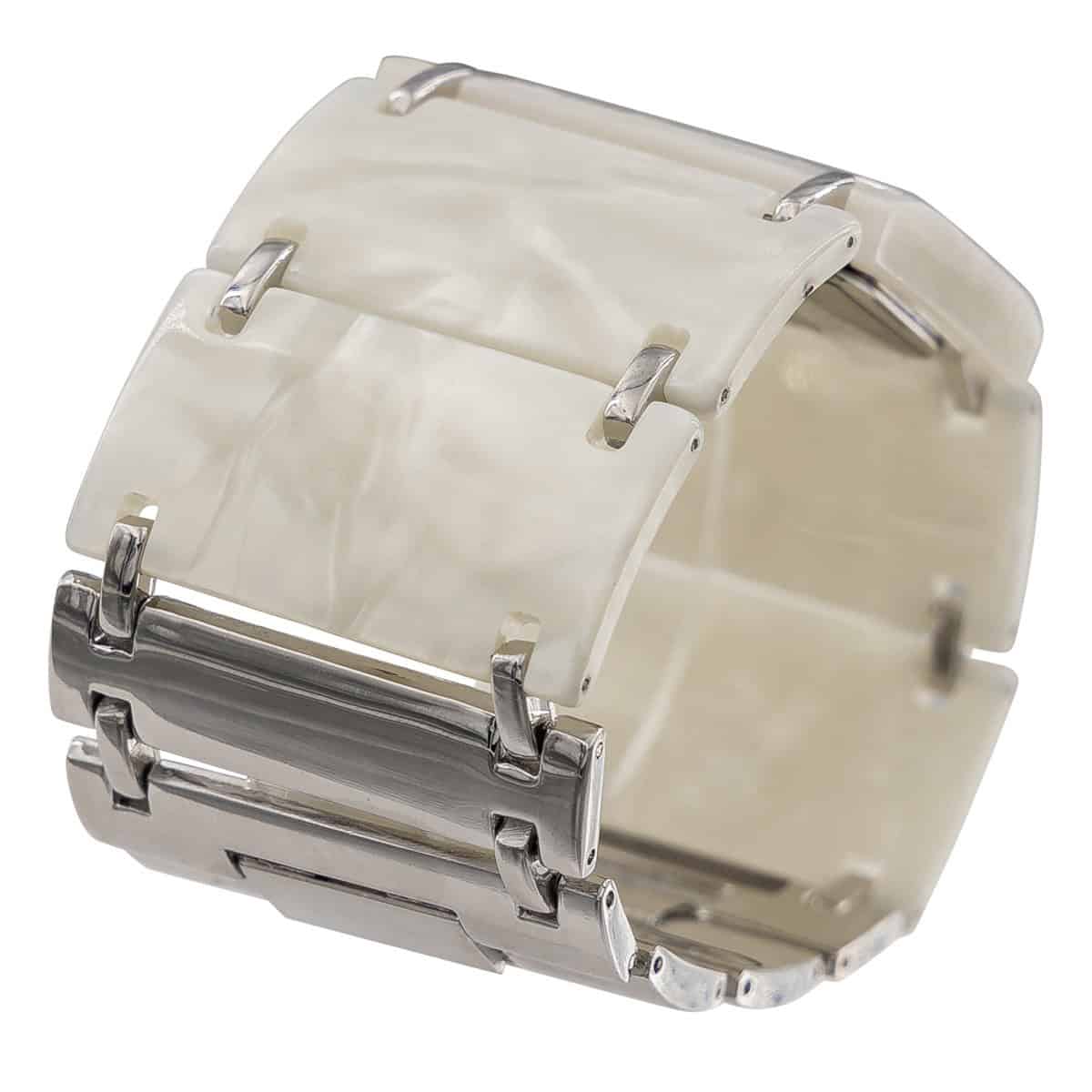 Superbe Montre Femme Métal Plastique Blanc Ivoire CHTIME