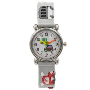 Montre pour Enfant Unisexe en Silicone Voiture Gris