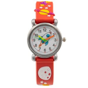 Superbe Montre Enfant Unisexe Silicone Planète Rouge