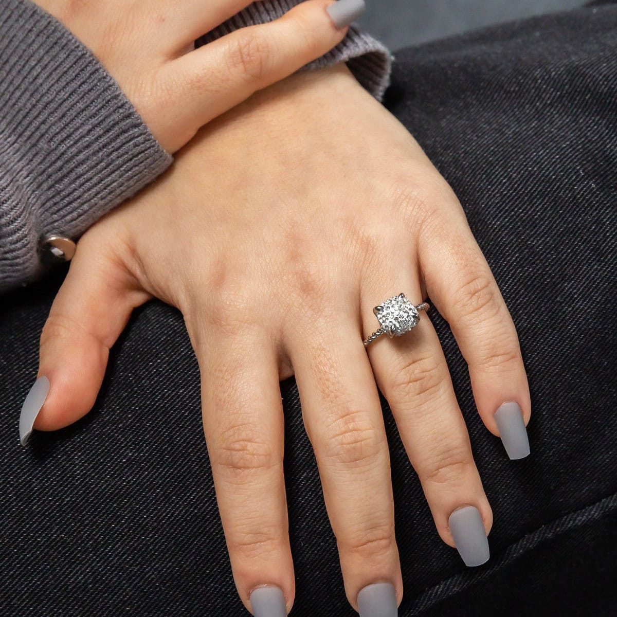 Sublime Bague Femme Acier Ornée Zirconium