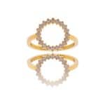 Bague Fashion Femme Acier Dorée Ornée Zirconium