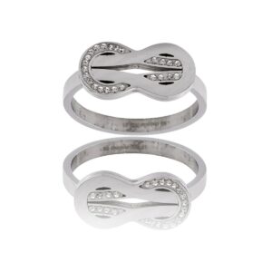 Bague Tendance Femme Acier Ornée Zirconium