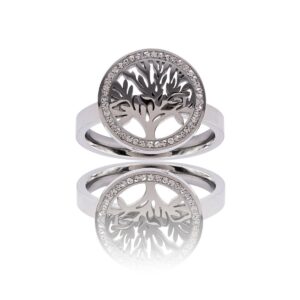 Bague Femme Tendance Acier Ornée Zirconium