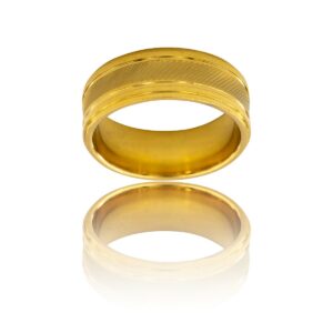 Très Belle Bague Anneau Homme Acier Doré