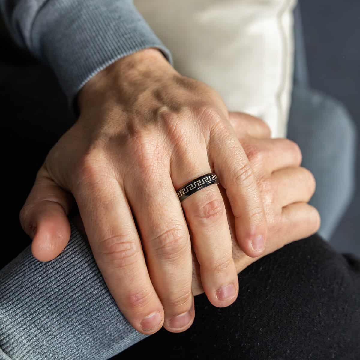 Magnifique Bague Anneau Homme Acier Noir