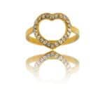 Bague de Femme Coeur Acier Doré Ornée Zirconium